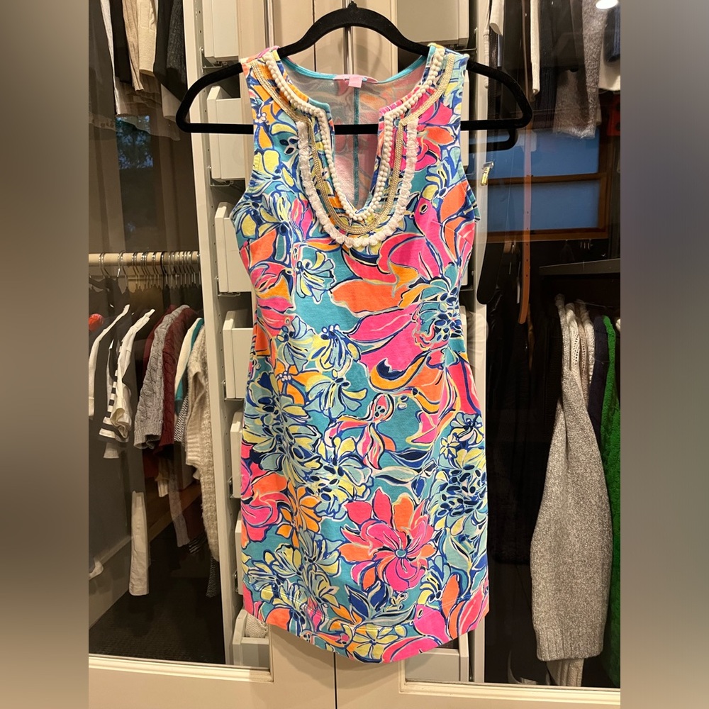 LILLY PULITZER Harper Shift Dress in Seaside Aqua Breezy Babe Size XXS - Picture 4 of 6